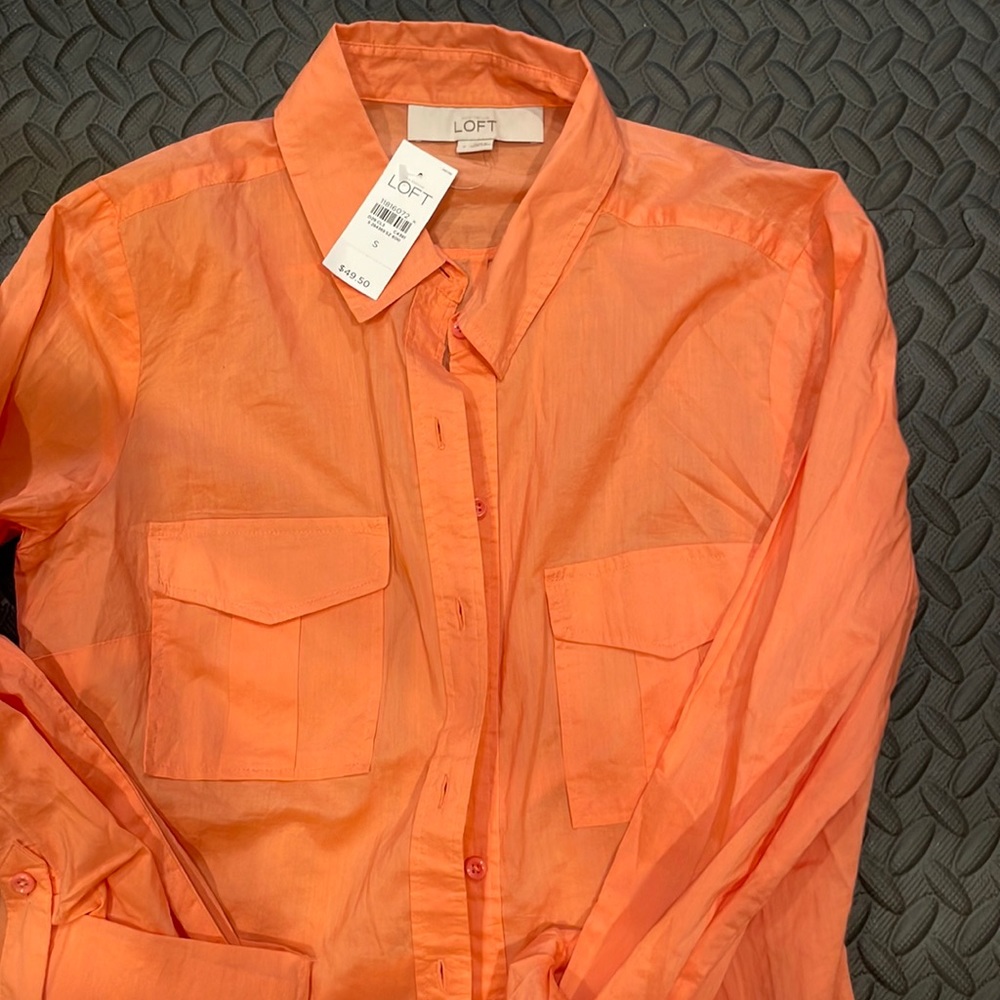 Loft peach button cargo shirt